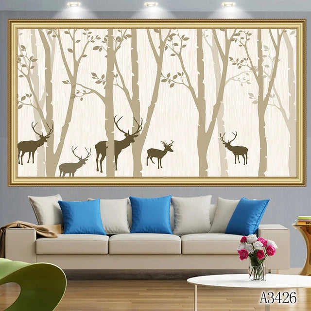 Abstract Oil Painting Print on Canvas Modern Cartoon Animal Bear Giraffe Deer Canvas Art Printing Wall Art Picture for HomeDecor