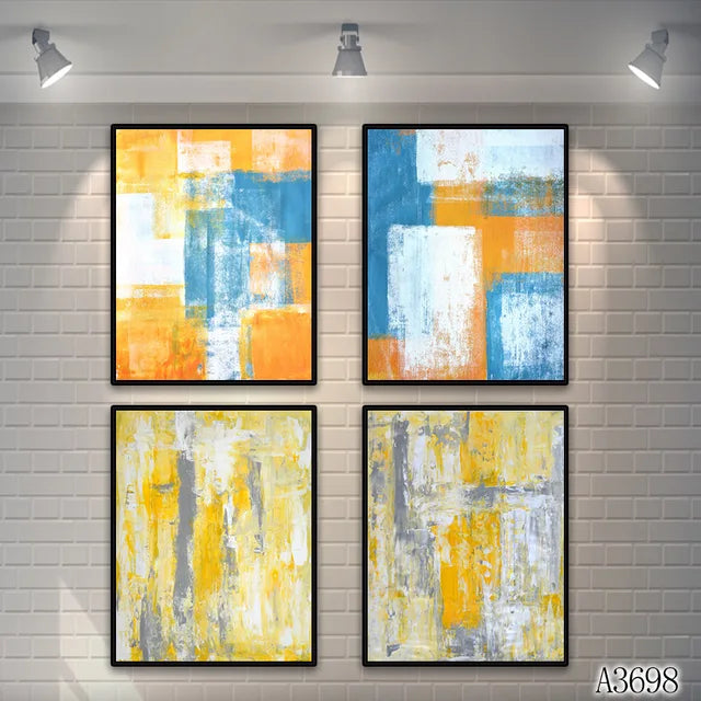 Abstract Oil Painting Print on Canvas 4pcs Cartoon Abstract Canvas Art Printing Canvas Painting Wall Art Picture for Home Decor