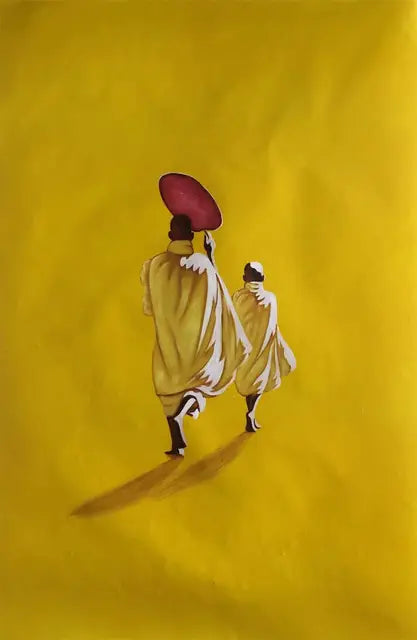 High Quality Hand Painted Oil Painting on Canvas Yellow Background Monk CanvasPainting Wall Art Picture Painting for Home Decor