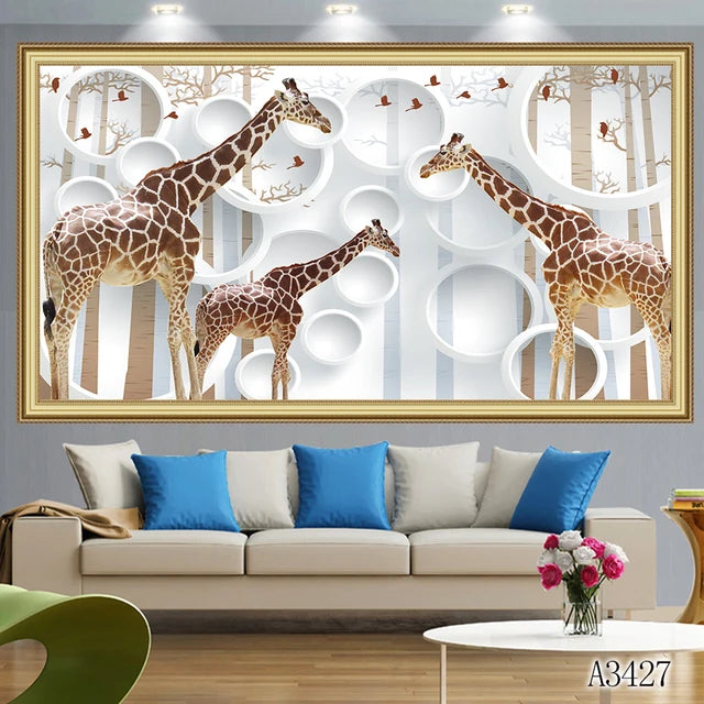 Abstract Oil Painting Print on Canvas Modern Cartoon Animal Bear Giraffe Deer Canvas Art Printing Wall Art Picture for HomeDecor