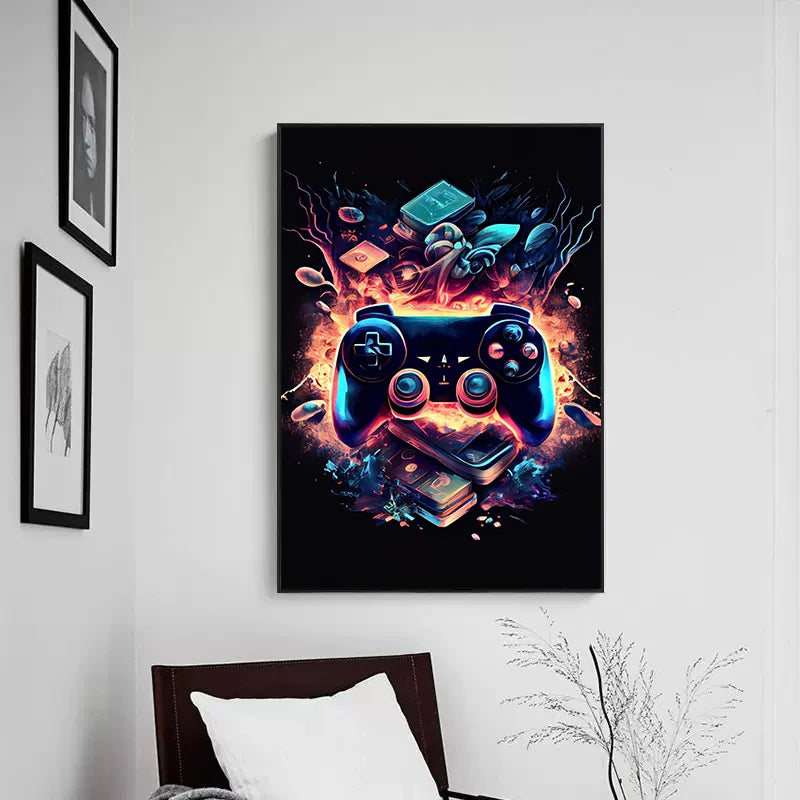 Video Game Controller Art Posters Canvas Painting Gamepad Wall Art Picture For Gamer Playroom Home Decoration